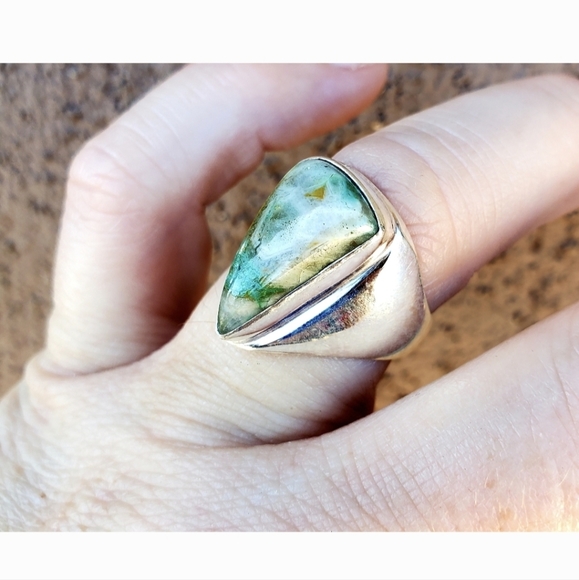 New Men's Chrysocolla 925 Silver Ring. - Picture 11 of 15